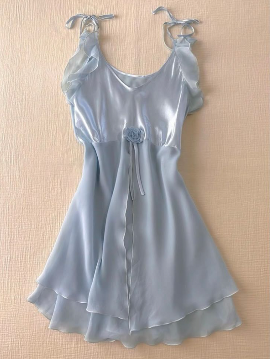 Charming Blue Homecoming Dress ,Silky Corset MIni Summer Dress RS1222