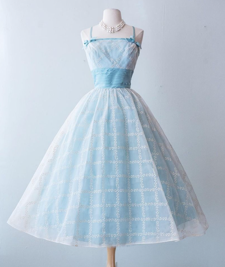 Pretty Baby Blue Prom Dress ,Striped Corset Midi Summer Dress Cami Dress RS1218
