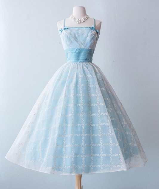 Pretty Baby Blue Prom Dress ,Striped Corset Midi Summer Dress Cami Dress RS1218
