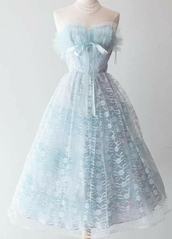 Pretty Pale Blue Prom Dress ,Tulle Corset Midi Summer Dress for Women RS1219