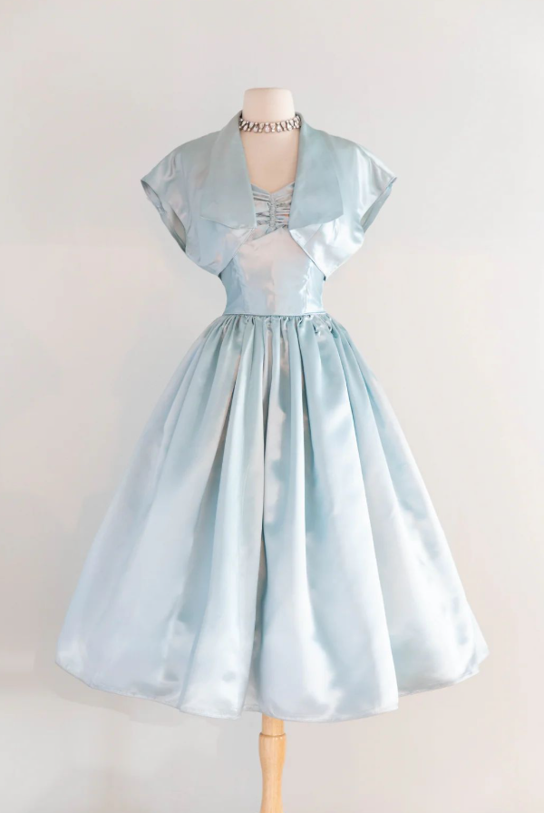 Minimalist Pale Blue Homecoming Dress ,Silky Corset Short Prom Dress RS1224