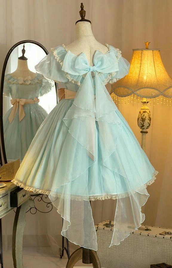 Cute Mint Green Homecoming Dress ,Bow Back Accessory Mini Birthday Dress RS1226