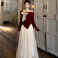 Fairy temperament high-end suit one-shoulder bow sweater with skirt two-piece suit R1725