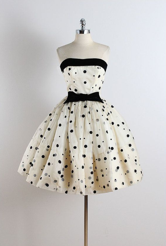 Pretty Black and White Homecoming Dress ,Polka Dots Corset Short Prom Dress RS1231