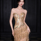 Glitter Golden Prom Dress ,Beaded Beaded Maxi Evening Dress RS1238