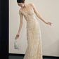 Elegant Ivory Prom Dress ,Tassel Decor Bodycon Maxi Evening Dress RS1239