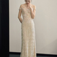 Elegant Ivory Prom Dress ,Tassel Decor Bodycon Maxi Evening Dress RS1239