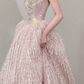 Gorgeous Blush Pink Beaded Quinceanera Dress ,Feather Decor Corset Maxi Evening Dress RS1240