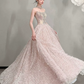Gorgeous Blush Pink Beaded Quinceanera Dress ,Feather Decor Corset Maxi Evening Dress RS1240