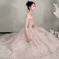 Gorgeous Blush Pink Beaded Quinceanera Dress ,Feather Decor Corset Maxi Evening Dress RS1240