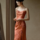 Elegant Orange Celebrity Dress ,Applique Bodycon Maxi Evening Dress RS1241