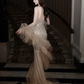 Elegant Golden Prom Dress ,Halter Sequins Bodycon Maxi Evening Dress RS1242
