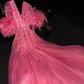 Pink V-neck fitted waist long ball gown/bridal dress R8741