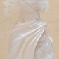 White elegant one-shoulder slim waist sexy long dress bridal gown R5742