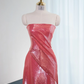Pink strapless fitted long ball gown, bridal dress R8981
