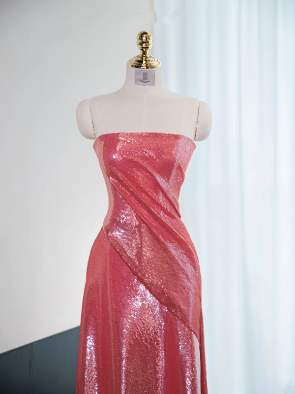 Pink strapless fitted long ball gown, bridal dress R8981