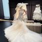 White tube top waist hip sexy fishtail skirt long dress bridal dress R6036