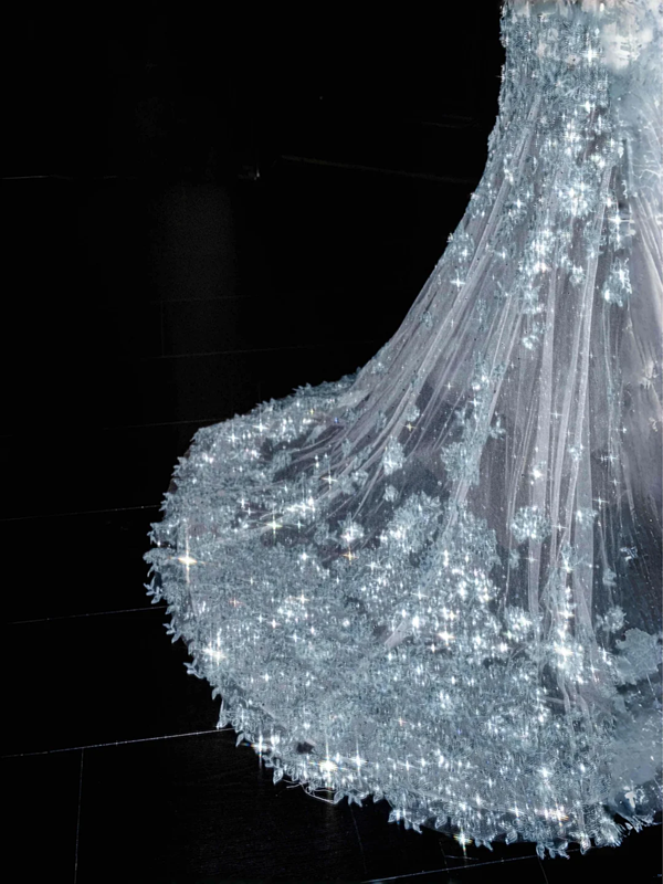 Blue sequined sleeveless slim waist hip fishtail sexy long skirt, prom dress R5660