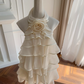 Champagne color halter neck straight cake cute short skirt homecoming dress R5003