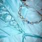 Light blue strapless, fitted waist, tiered skirt, long ball gown R6894