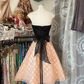 Black strapless pink A-line mini skirt, prom dress R6295