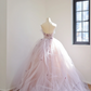 Light pink strapless, fitted waist, full skirt, long ball gown, bridal dress R8526