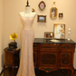 Light pink strapless fitted waist bodycon long wedding dress R6575