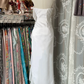 White strapless satin fitted long dress, ball gown R6256