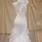White halter neck diamond waist slim hip long dress bridal gown R5773
