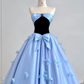 Light blue strapless fitted waist slim-fitting ball gown with a full skirt R8200