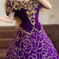Purple Off-the-shoulder Exquisite Pattern Elegant Long Ball Gown & Bridal Gown R7376