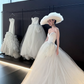 White tube top slim waist tulle skirt long dress bridal dress R6056