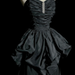 Black strapless, fitted, pleated long ball gown R6655