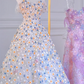 Apricot Off-the-shoulder Floral Waist Slim Fit A-line Long Ball Gown Bridal Gown R5857