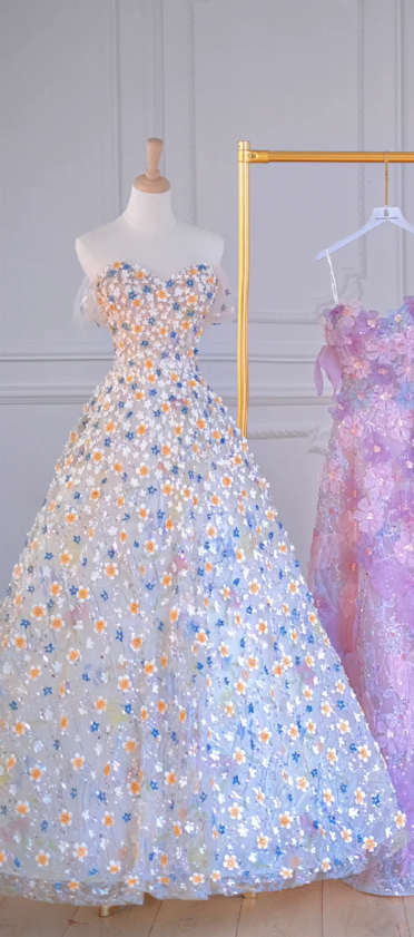 Apricot Off-the-shoulder Floral Waist Slim Fit A-line Long Ball Gown Bridal Gown R5857