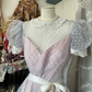 Pink puff sleeve slim waist A-line maxi ball gown R6176
