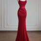 Deep red strapless fitted waist bodycon long sexy ball gown/bridal dress R8235