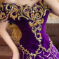 Purple Off-the-shoulder Exquisite Pattern Elegant Long Ball Gown & Bridal Gown R7376
