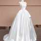 White strapless, fitted waist, full skirt, long ball gown, bridal dress R8314