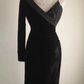 Black asymmetrical neckline, fitted waist, long ball gown R6774
