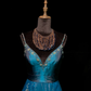Blue halter-neck fitted ball gown with a full skirt, elegant and sophisticated R8678