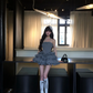 Gray tube top waist cake lace short skirt homecoming dress R5083