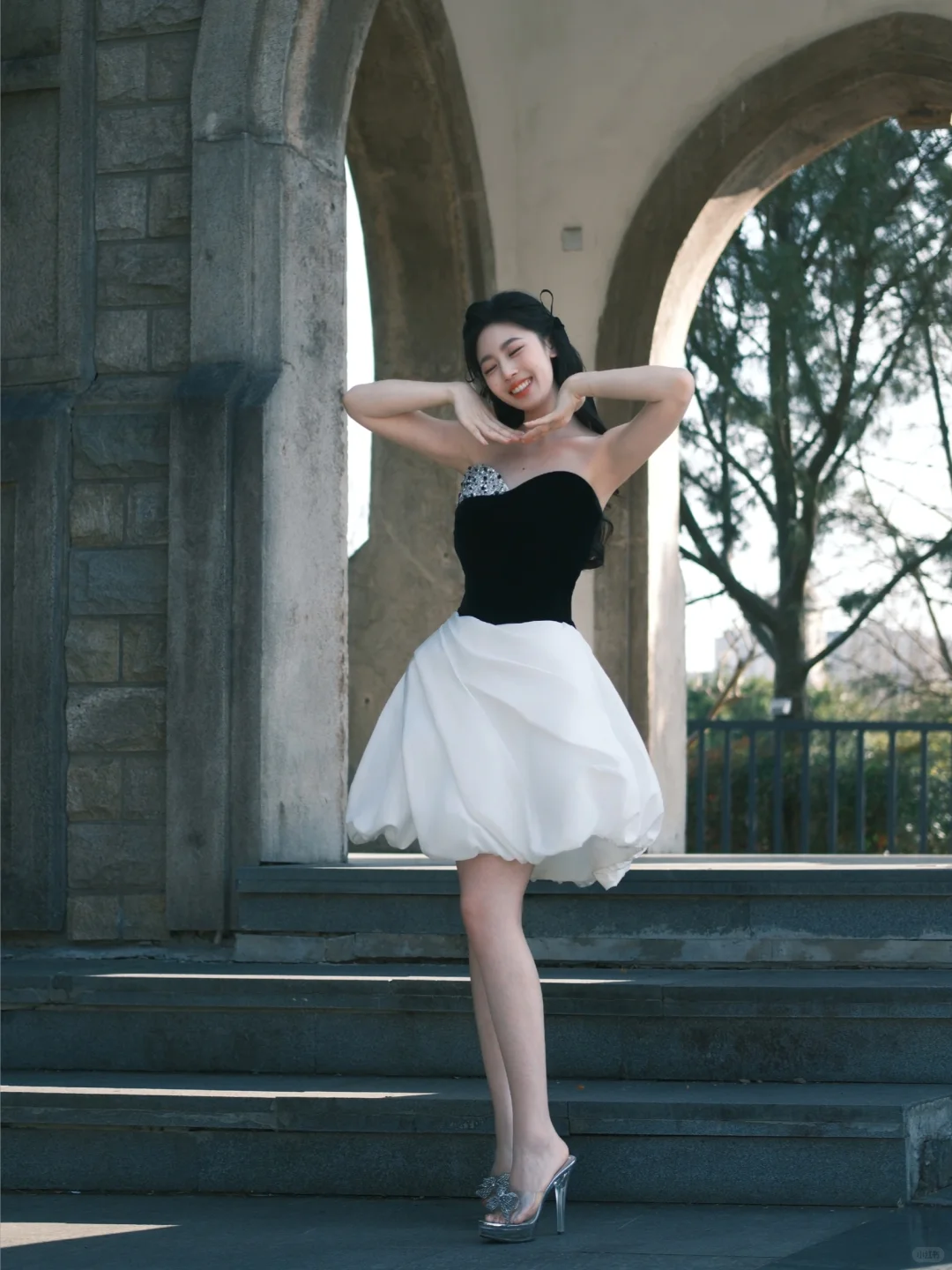 Black top asymmetrical tube top design white bud skirt short skirt homecoming dress R4192