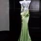 Green Strapless Rhinestone-Embellished Fitted-Waist Slim-Fit Mermaid-Skirt Long Prom Dress R6495