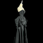 Black strapless, fitted, pleated long ball gown R6655