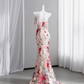 Light pink halter-neck floral floral fitted bodycon fishtail long ball gown, bridal dress R8430