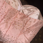 Pink strapless fitted waist princess long ball gown R7014
