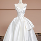 White strapless, fitted waist, full skirt, long ball gown, bridal dress R8314