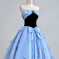 Light blue strapless fitted waist slim-fitting ball gown with a full skirt R8200