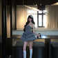 Gray tube top waist cake lace short skirt homecoming dress R5083